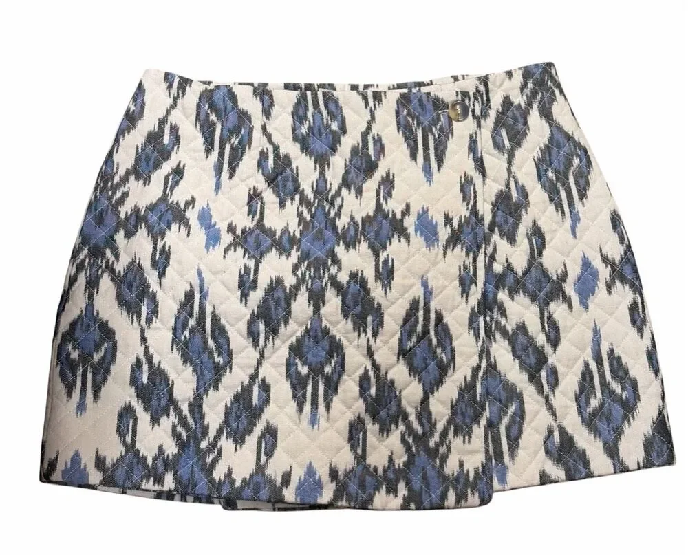 Ulla Johnson Zina Quilted Wrap Miniskirt in Color: Celeste NWT Size 12
